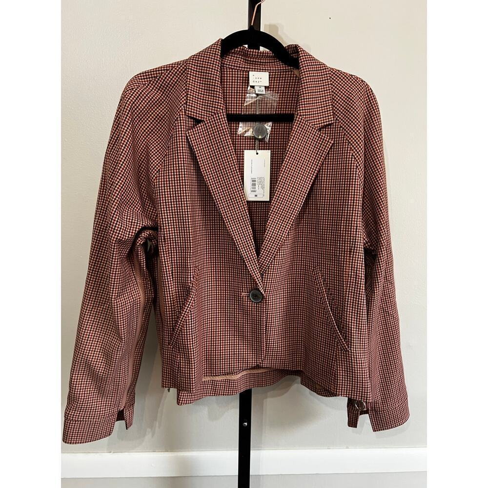 ☀️A New Day Brown Plaid Blazer Jacket Size M NWT - Picture 2 of 7